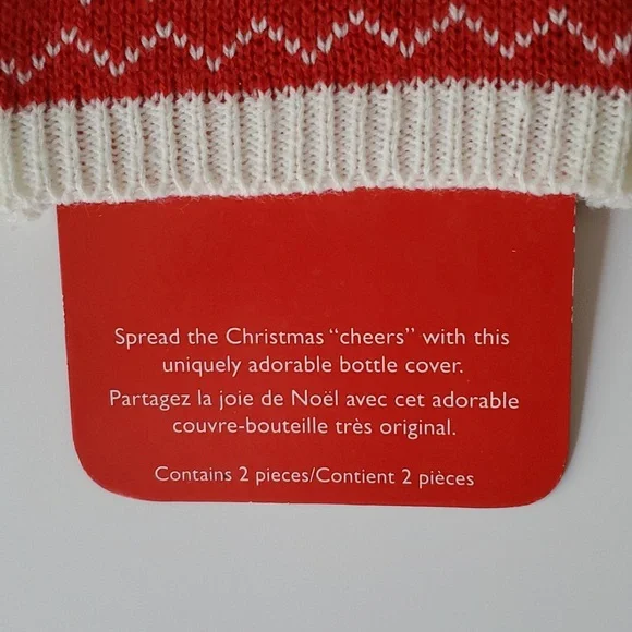 Pier 1 Imports Christmas Reindeer 2 Piece Bottle Cover Set NWT - Picture 4 of 6